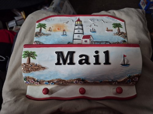 Ceramic door key mail holder - key,