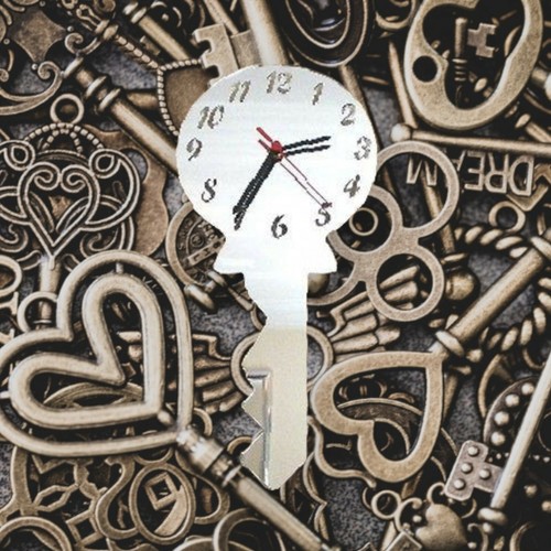 Door key shaped clocks - door, many